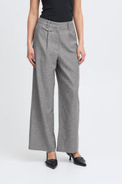 Graue Stoffhose mit weitem Bein - Blossom Hair & Fashion
