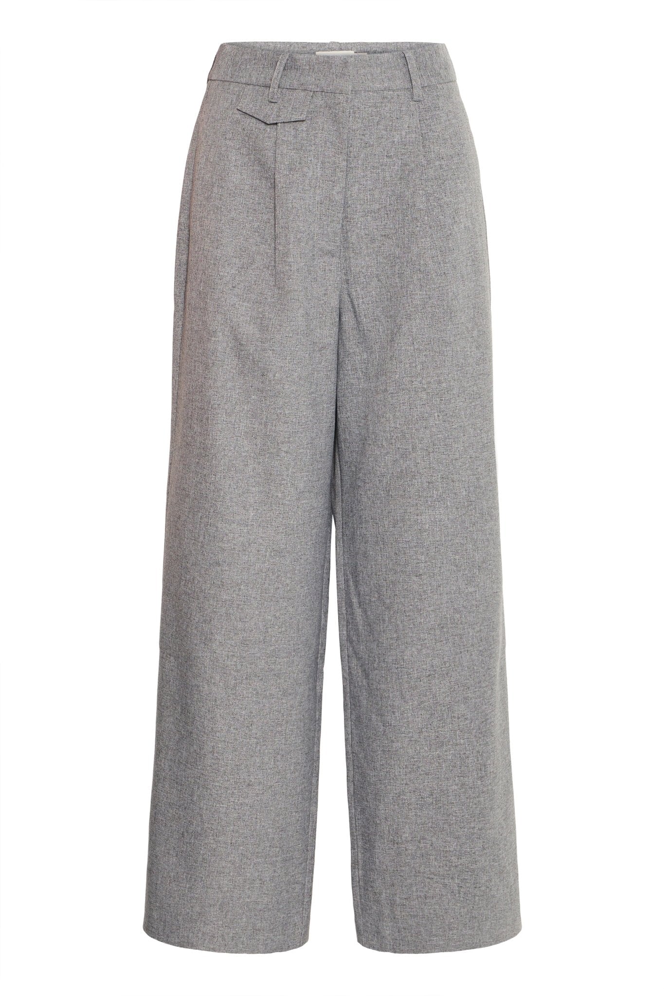 Graue Stoffhose mit weitem Bein - Blossom Hair & Fashion