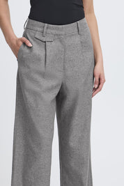 Graue Stoffhose mit weitem Bein - Blossom Hair & Fashion