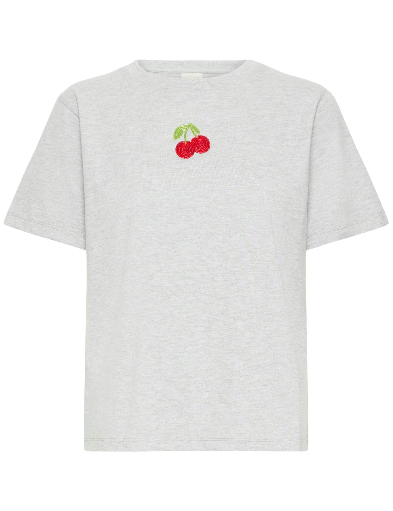 Graues T Shirt mit Kirschmotiv Baumwolle - Blossom Hair & Fashion