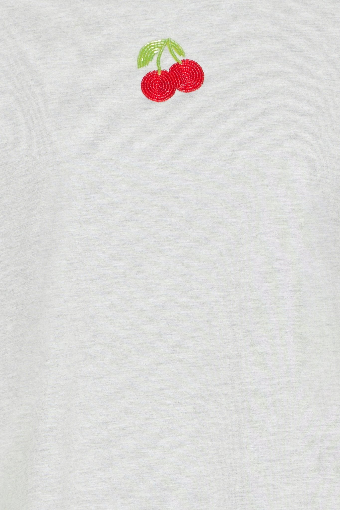 Graues T Shirt mit Kirschmotiv Baumwolle - Blossom Hair & Fashion