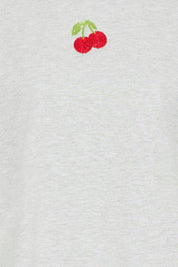 Graues T Shirt mit Kirschmotiv Baumwolle - Blossom Hair & Fashion