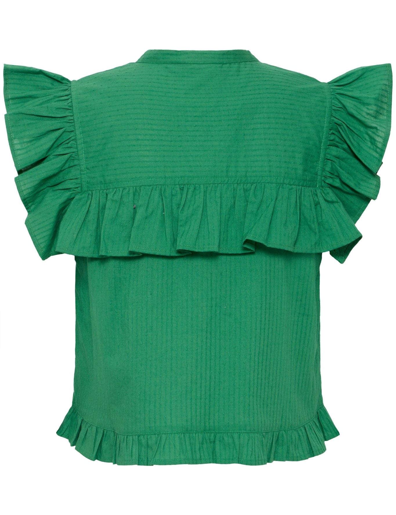 Grüne Rüschenbluse mit Cap Sleeves - Blossom Hair & Fashion