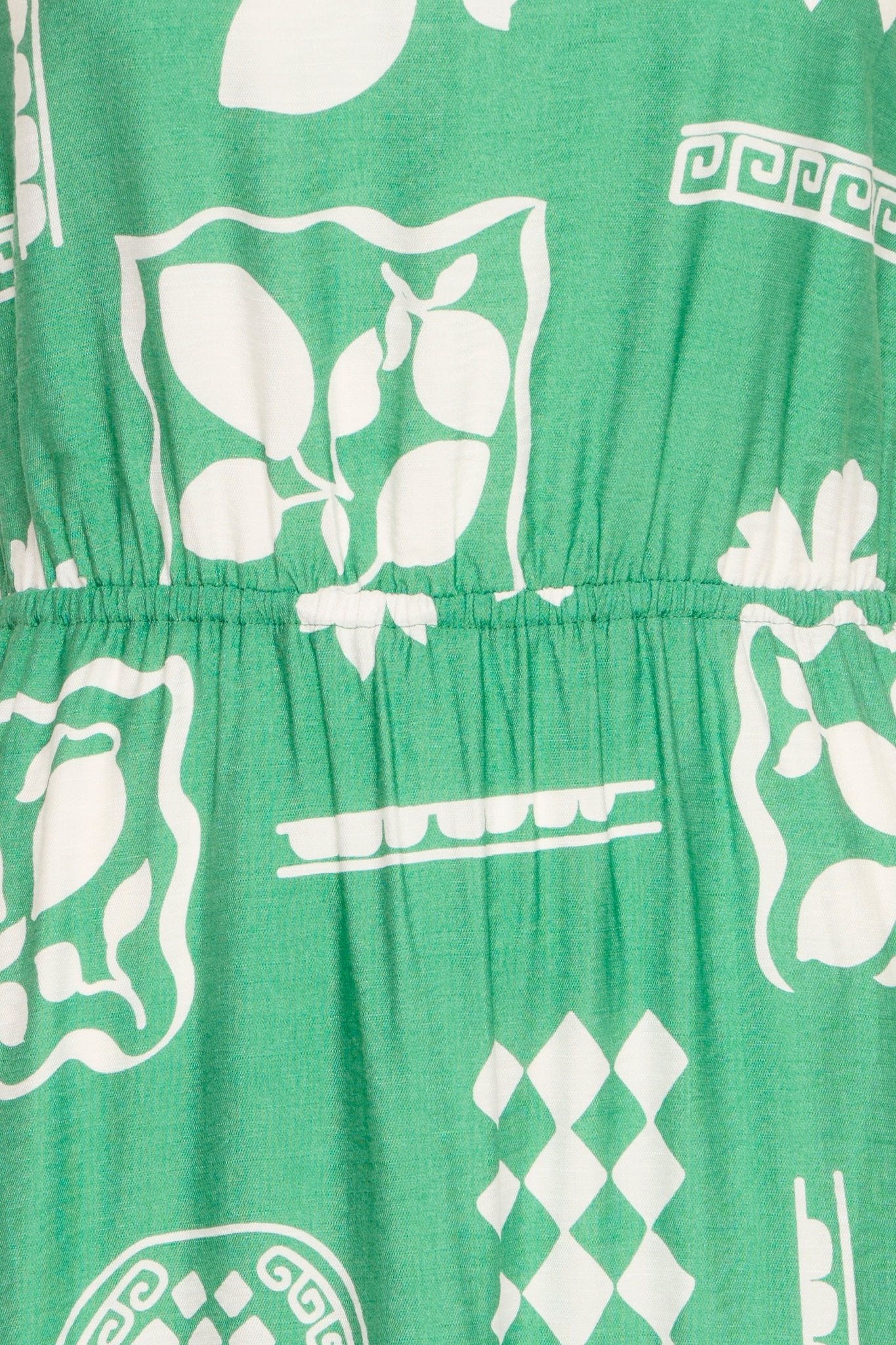 Grünes Sommerkleid mit Retro - Muster und Gummizug - Blossom Hair & Fashion