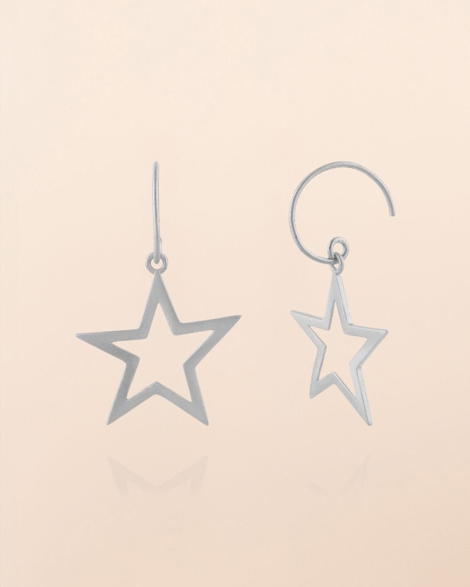 Hängende Stern Ohrringe in Silberton - Blossom Hair & Fashion