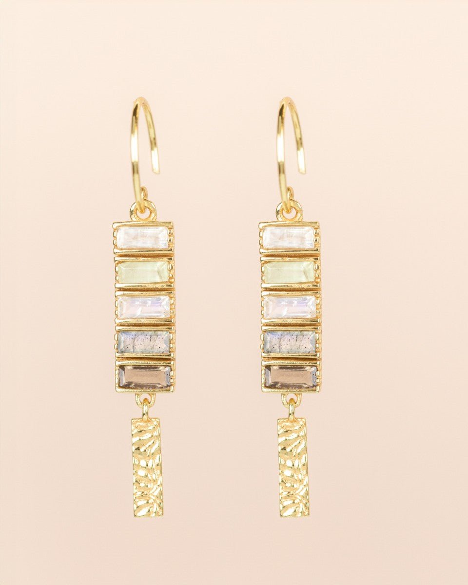 Hängeohrringe mit White Moonstone in Goldoptik - Blossom Hair & Fashion