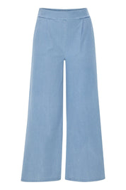 Hellblaue Damenhose mit weitem Bein und Stretchanteil - Blossom Hair & Fashion
