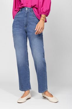High - Waist Jeans mit geradem Bein aus Baumwolle - Blossom Hair & Fashion