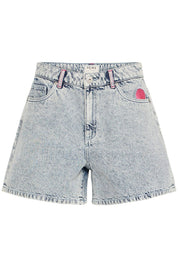 Jeansshorts mit Stickerei in Hellblau - Blossom Hair & Fashion