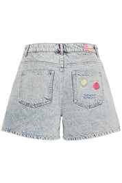 Jeansshorts mit Stickerei in Hellblau - Blossom Hair & Fashion