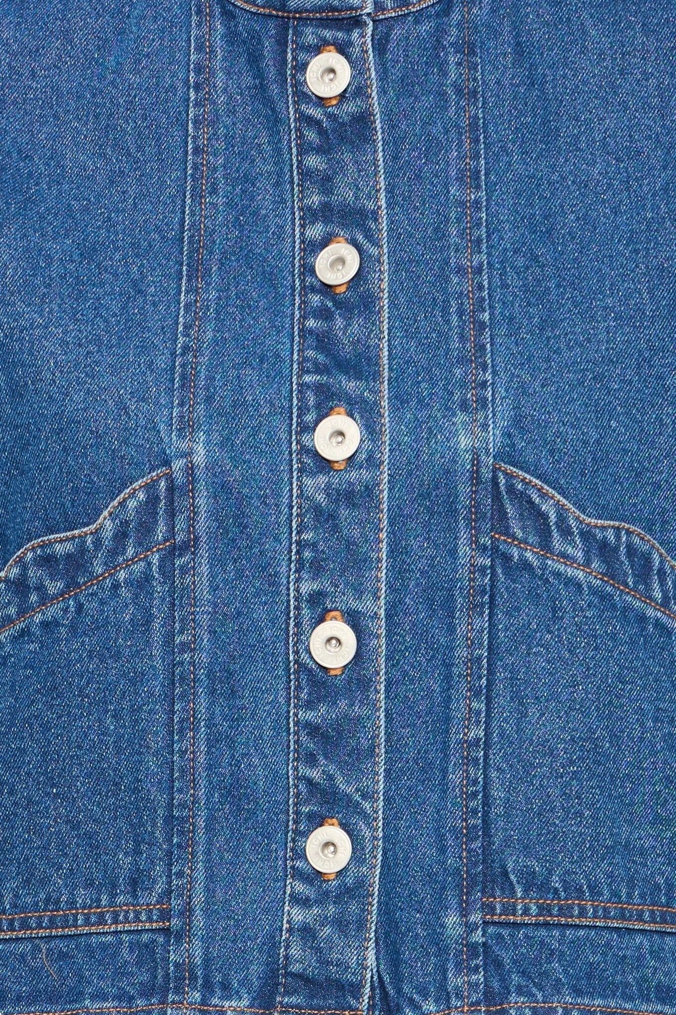 Jeansweste mit Volantkante in Dunkelblau - Blossom Hair & Fashion