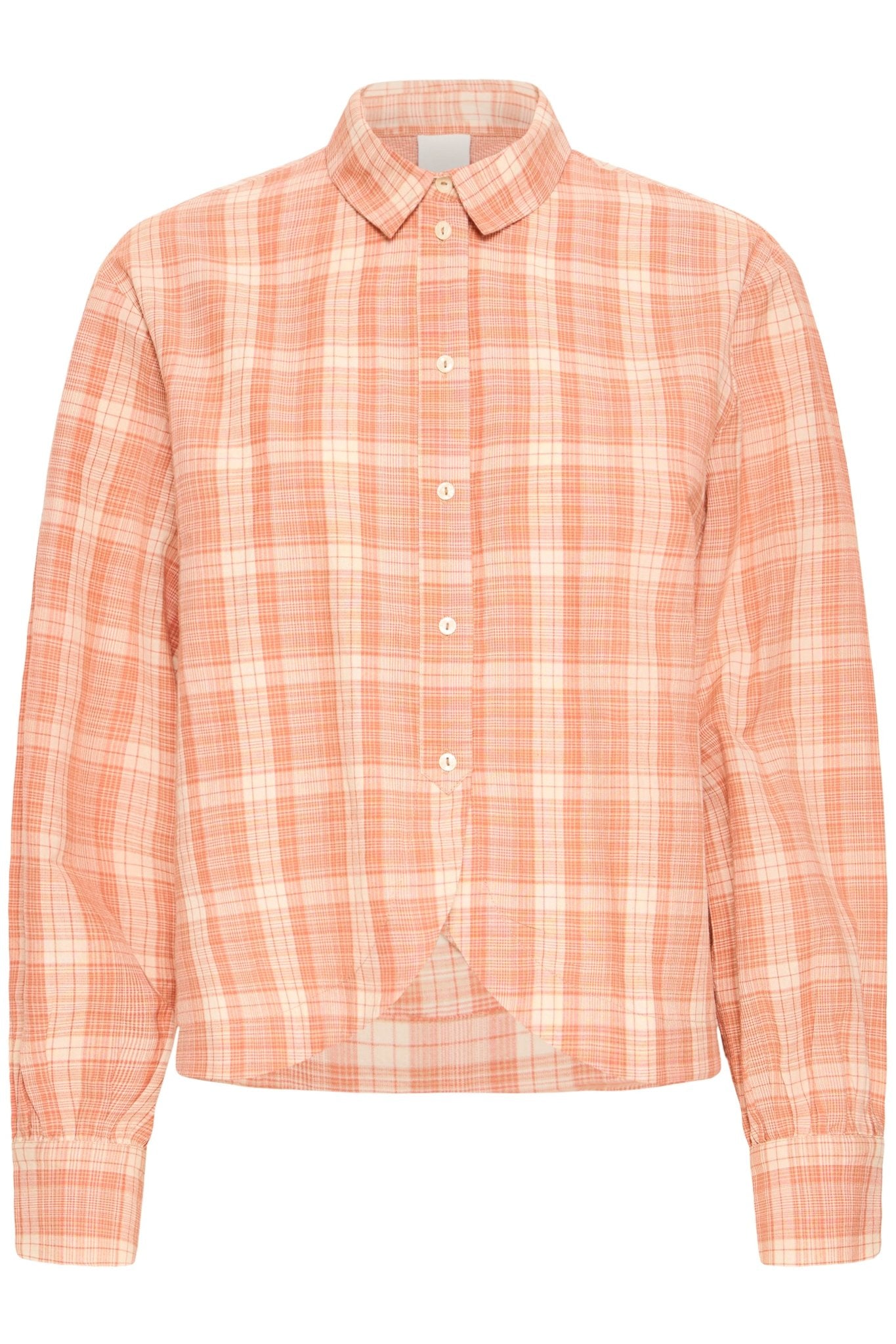 Karierte Loose Fit Bluse in Apricot - Blossom Hair & Fashion