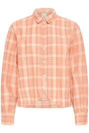 Karierte Loose Fit Bluse in Apricot - Blossom Hair & Fashion