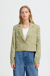 Kurz geschnittener Karoblazer in Grün im Loose Fit - Blossom Hair & Fashion