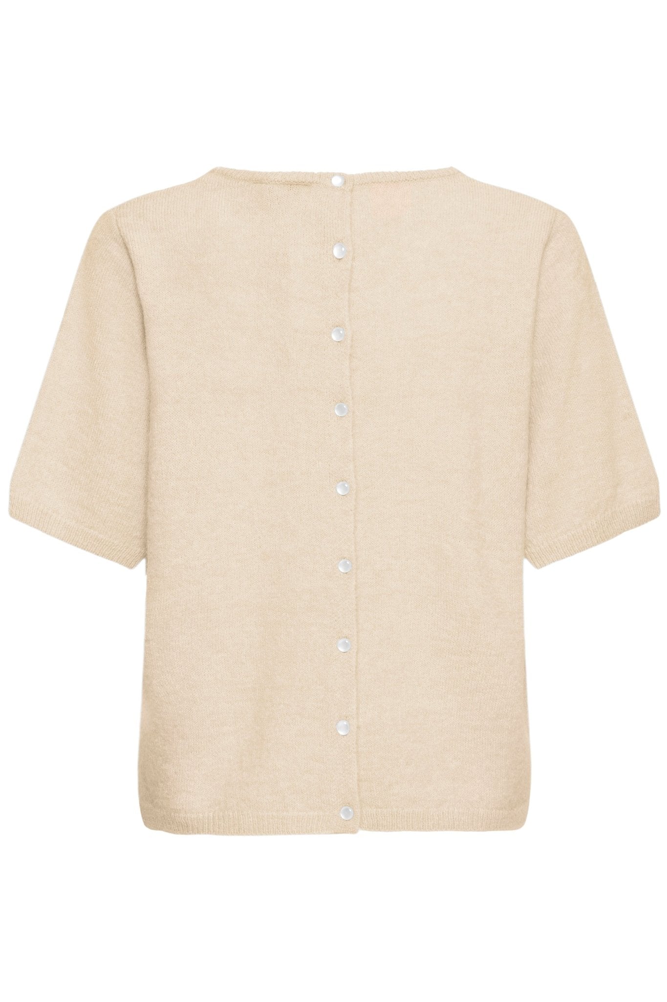Kurzarm Strickpullover Dunkelgrau oder Beige Baumwolle - Blossom Hair & Fashion