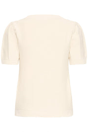 Kurzarm Strickshirt mit feiner Struktur in Creme - Blossom Hair & Fashion