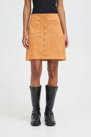 Kurzrock in Camel mit Knopfleiste und Taschen - Blossom Hair & Fashion