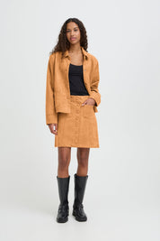 Kurzrock in Camel mit Knopfleiste und Taschen - Blossom Hair & Fashion