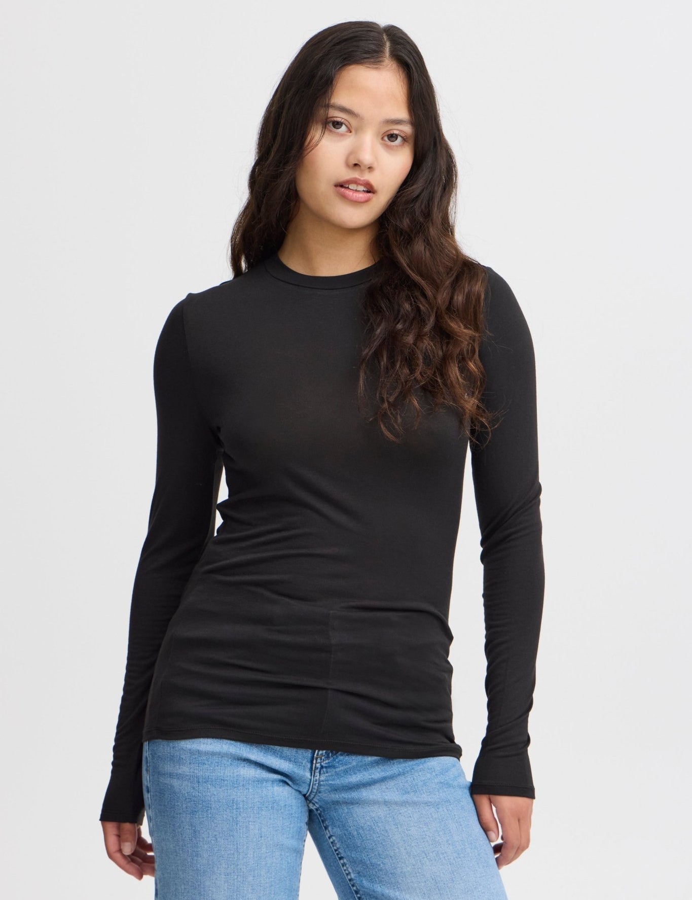 Langarm Shirt Slim Fit braun & schwarz - Blossom Hair & Fashion