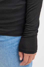 Langarm Shirt Slim Fit braun & schwarz - Blossom Hair & Fashion