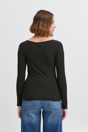 Langarmshirt gestreift in Schwarz oder Beige - Blossom Hair & Fashion