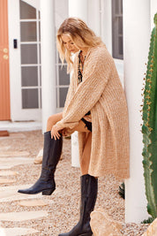 Lange Strickjacke Damen im Grobstrick mit offener Front - Blossom Hair & Fashion