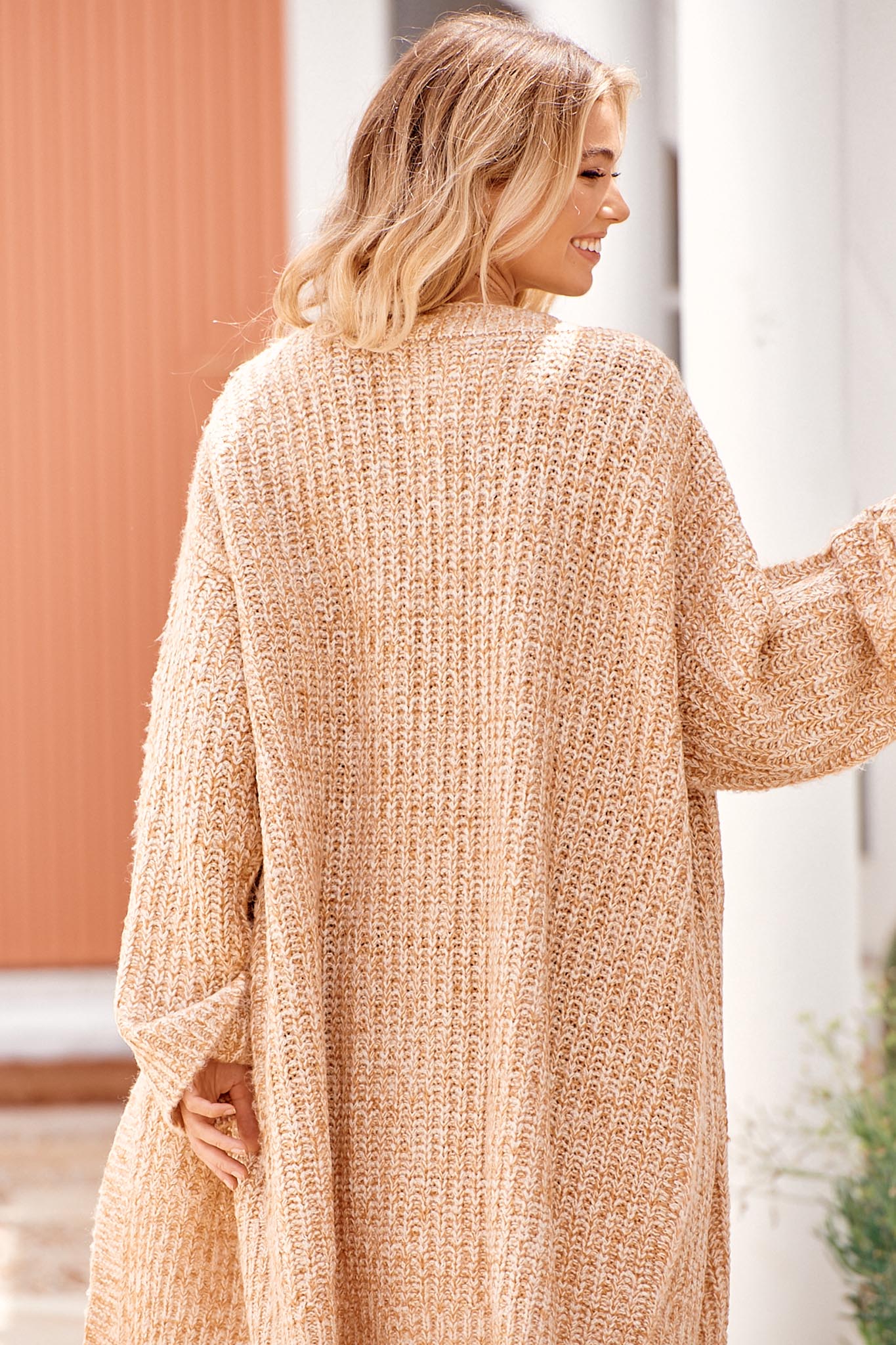 Lange Strickjacke Damen im Grobstrick mit offener Front - Blossom Hair & Fashion