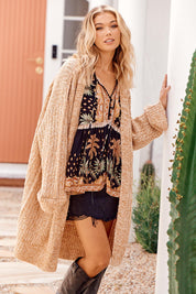 Lange Strickjacke Damen im Grobstrick mit offener Front - Blossom Hair & Fashion