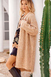 Lange Strickjacke Damen im Grobstrick mit offener Front - Blossom Hair & Fashion