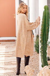 Lange Strickjacke Damen im Grobstrick mit offener Front - Blossom Hair & Fashion