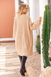 Lange Strickjacke Damen im Grobstrick mit offener Front - Blossom Hair & Fashion