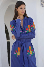 Langes Hemdblusenkleid mit Stickereien – Luftig & Feminin - Blossom Hair & Fashion