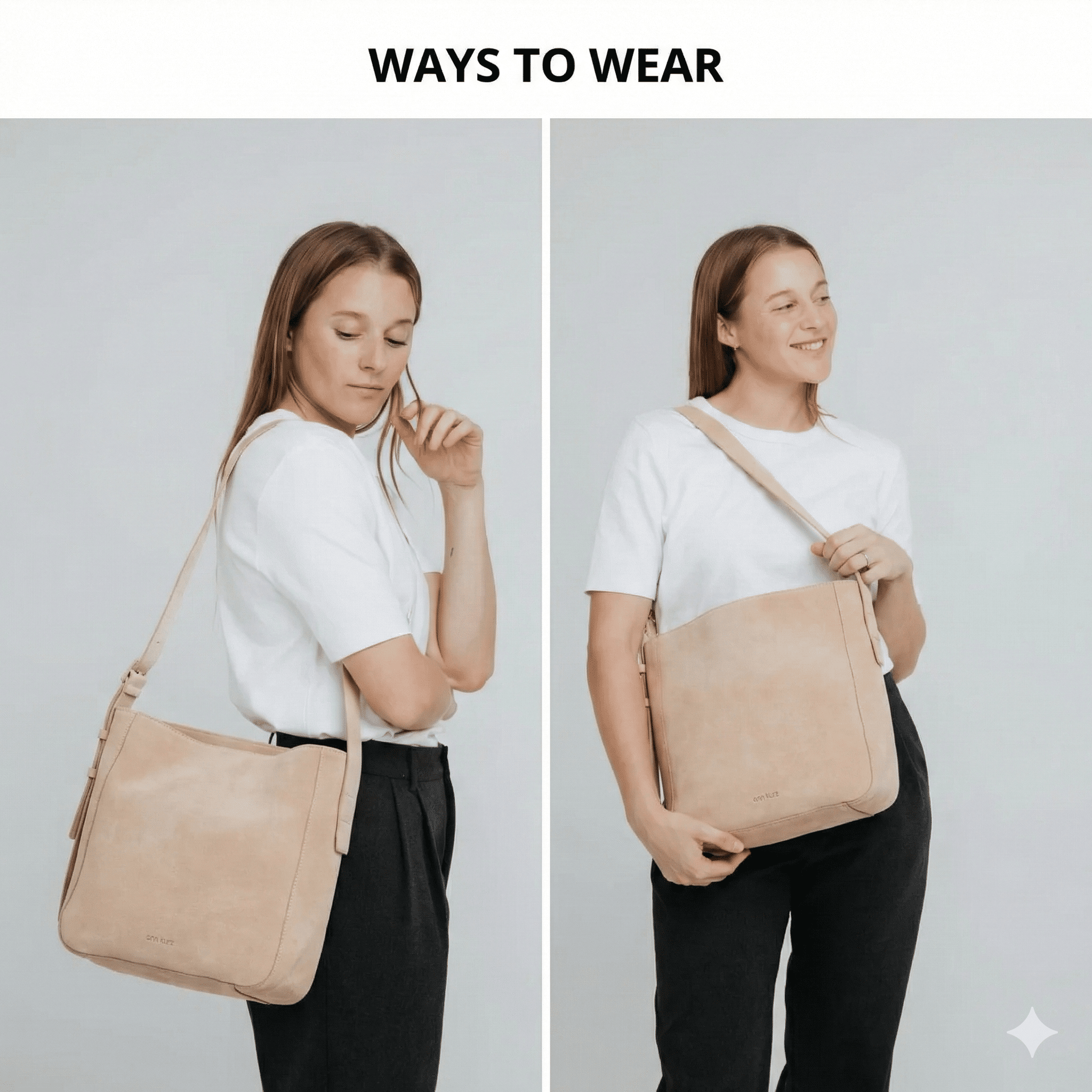 Leder Shopper Tasche in Beige mit Schulterriemen - Blossom Hair & Fashion