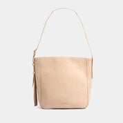 Leder Shopper Tasche in Beige mit Schulterriemen - Blossom Hair & Fashion