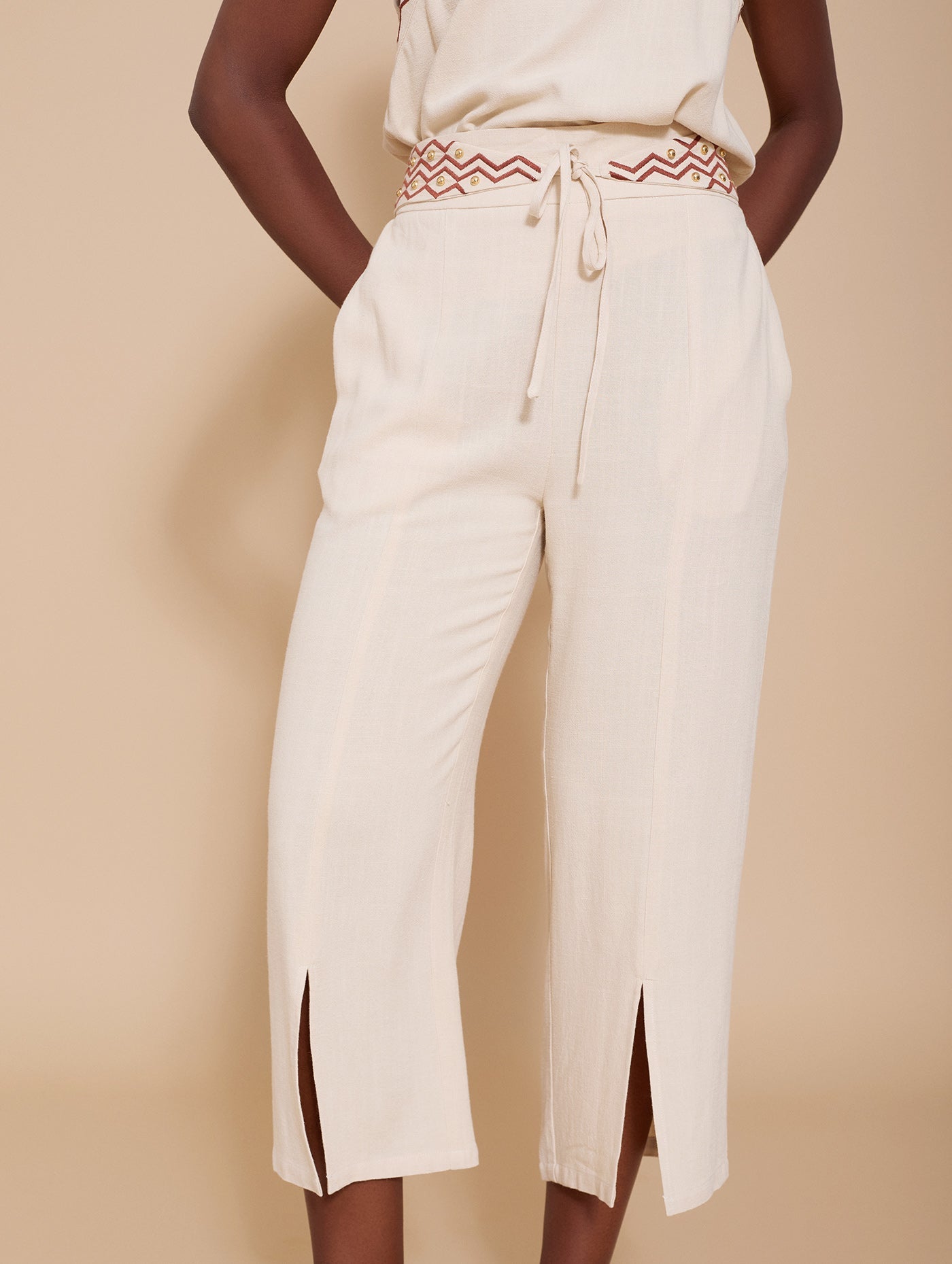 Leichte Sommerhose aus Leinen & Viskose mit Schlitz - Blossom Hair & Fashion