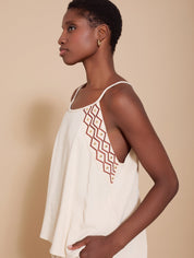 Leichtes Boho - Top mit Stickereien aus Leinen & Viskose - Blossom Hair & Fashion