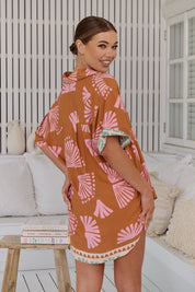 Leichtes Kurzarm - Hemd mit Print – Sommerlicher Boho - Look - Blossom Hair & Fashion