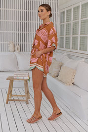 Leichtes Kurzarm - Hemd mit Print – Sommerlicher Boho - Look - Blossom Hair & Fashion