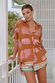 Leichtes Kurzarm - Hemd mit Print – Sommerlicher Boho - Look - Blossom Hair & Fashion