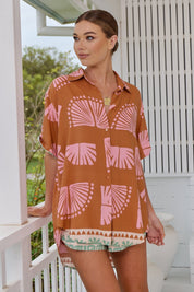 Leichtes Kurzarm - Hemd mit Print – Sommerlicher Boho - Look - Blossom Hair & Fashion