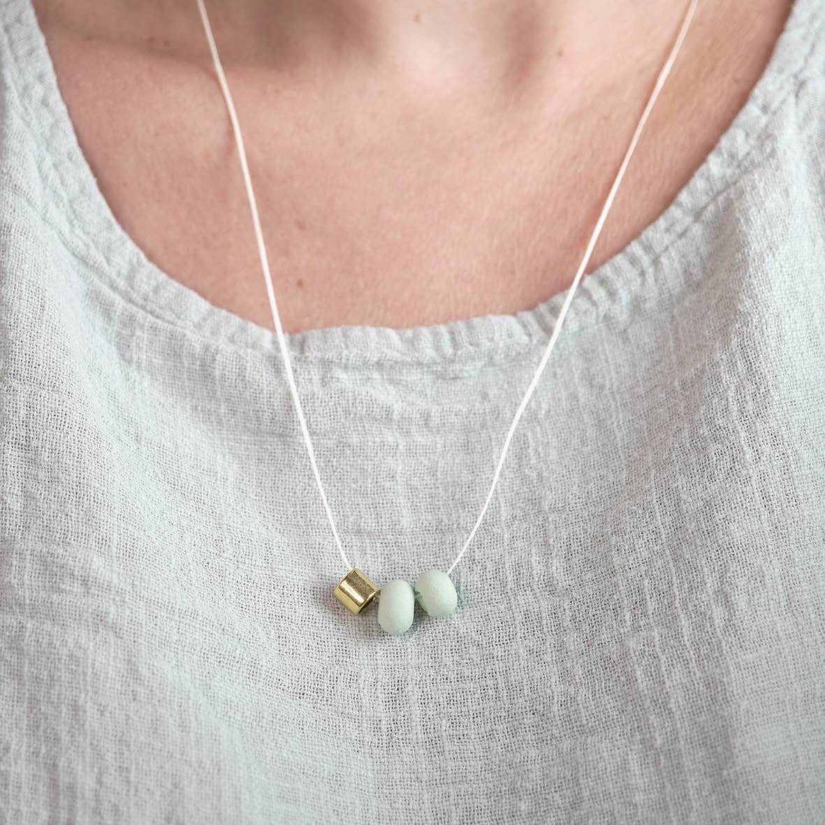 Limitierte Kette „EVA“ – Mintfarben mit Schiebeknoten - Blossom Hair & Fashion