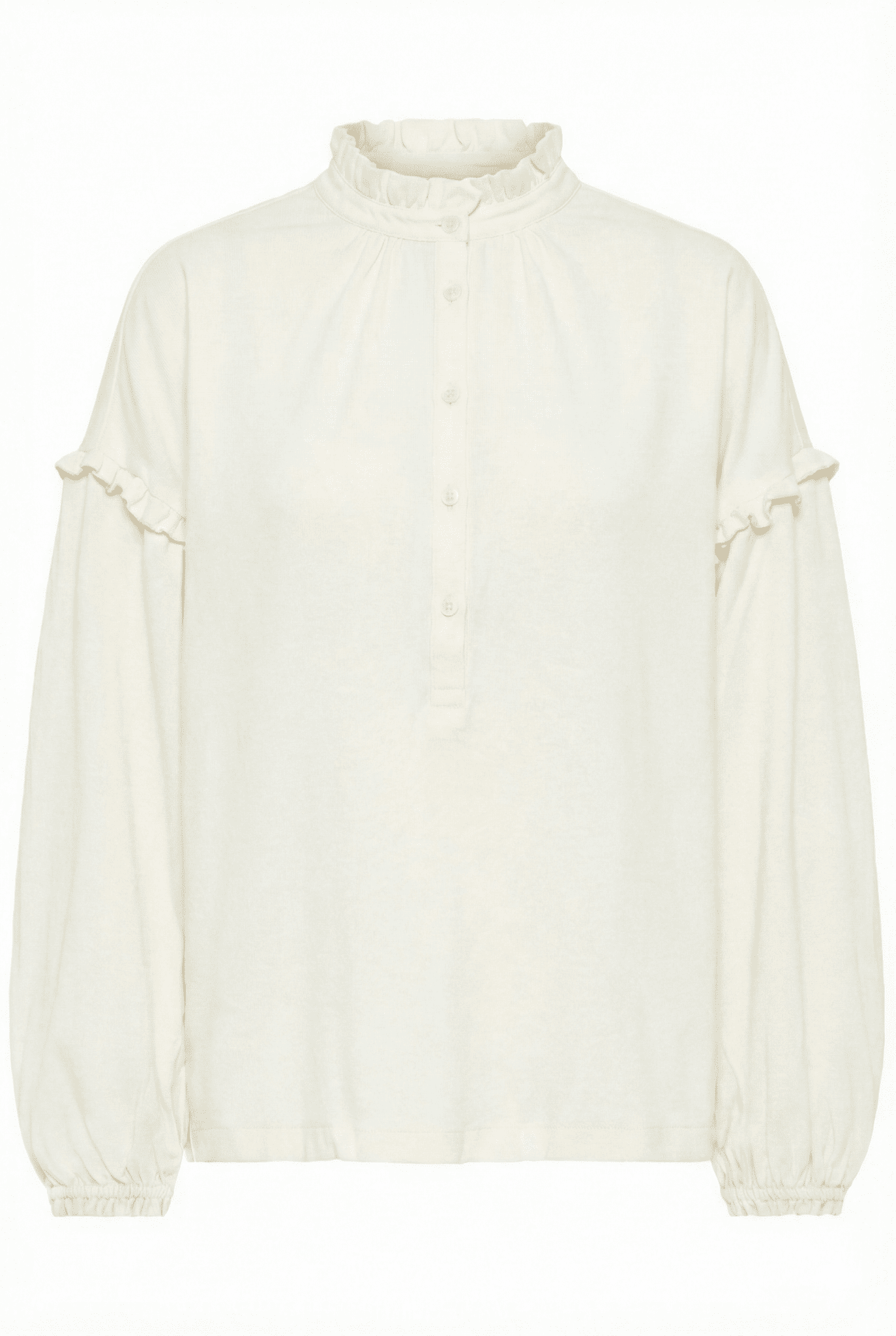 Loose Fit Bluse mit Rüschen - Details in Creme - Blossom Hair & Fashion