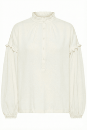 Loose Fit Bluse mit Rüschen - Details in Creme - Blossom Hair & Fashion