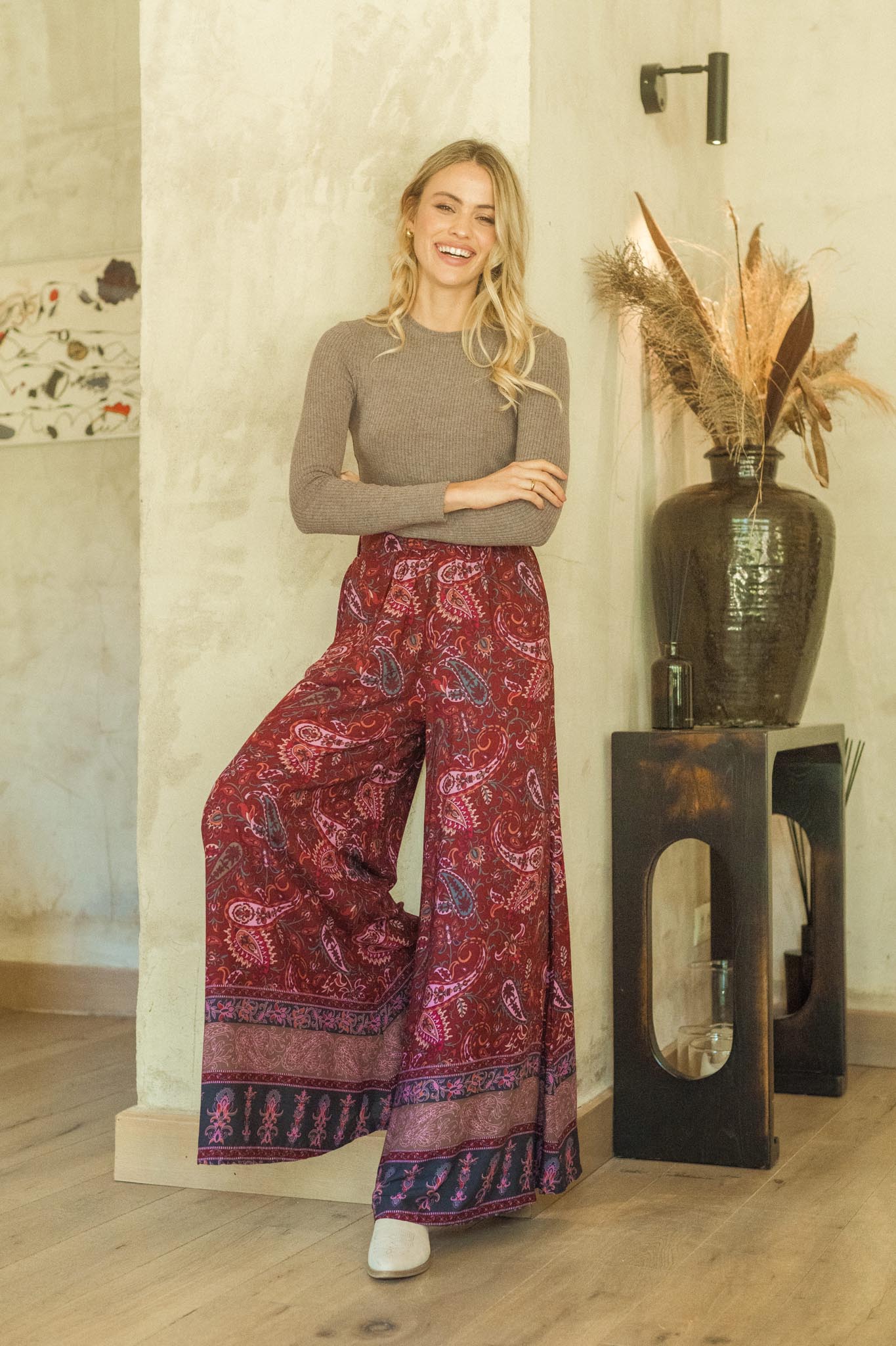 Luftige Damen Palazzo - Hose mit Paisley - Muster - Blossom Hair & Fashion