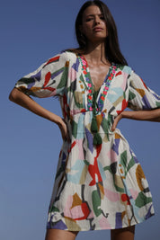Luftiges Minikleid aus Baumwolle – Boho - Chic mit Stickereien - Blossom Hair & Fashion