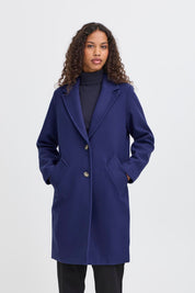Mantel navy mit Revers, knieumspielend - Blossom Hair & Fashion