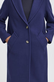 Mantel navy mit Revers, knieumspielend - Blossom Hair & Fashion