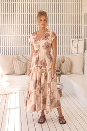 Maxikleid April mit Blumenmuster und V - Ausschnitt - Blossom Hair & Fashion