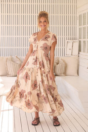 Maxikleid April mit Blumenmuster und V - Ausschnitt - Blossom Hair & Fashion