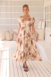 Maxikleid April mit Blumenmuster und V - Ausschnitt - Blossom Hair & Fashion